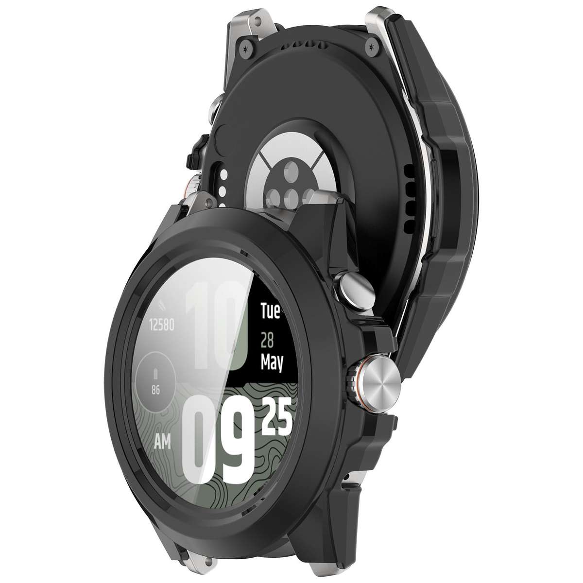 For Ticwatch Atlas Tempered Film Integrated PC Watch Protective Case(Black)