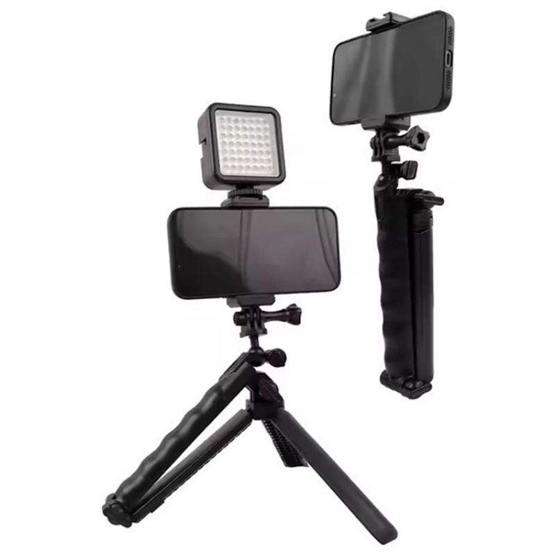 C062 Tri-folding Tripod Sports Camera Mobile Phone Selfie Stand Desktop Fixed Bracket
