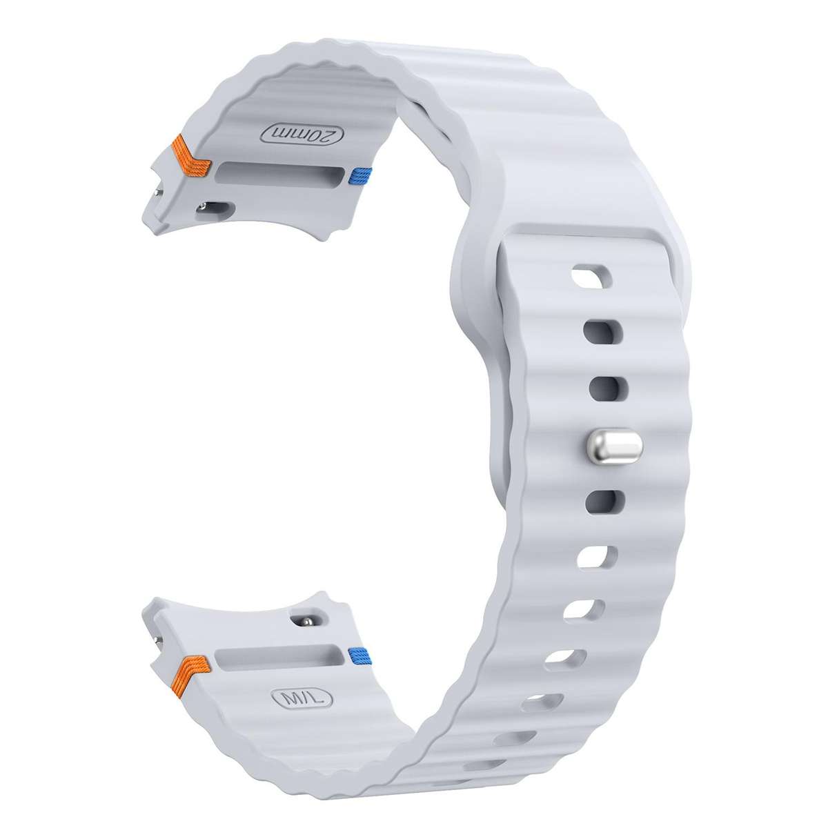 For Samsung Galaxy Watch 7 40mm / 44mm Wavy Grain Stitched Reverse Buckle 20mm Si ... (Light Gray)