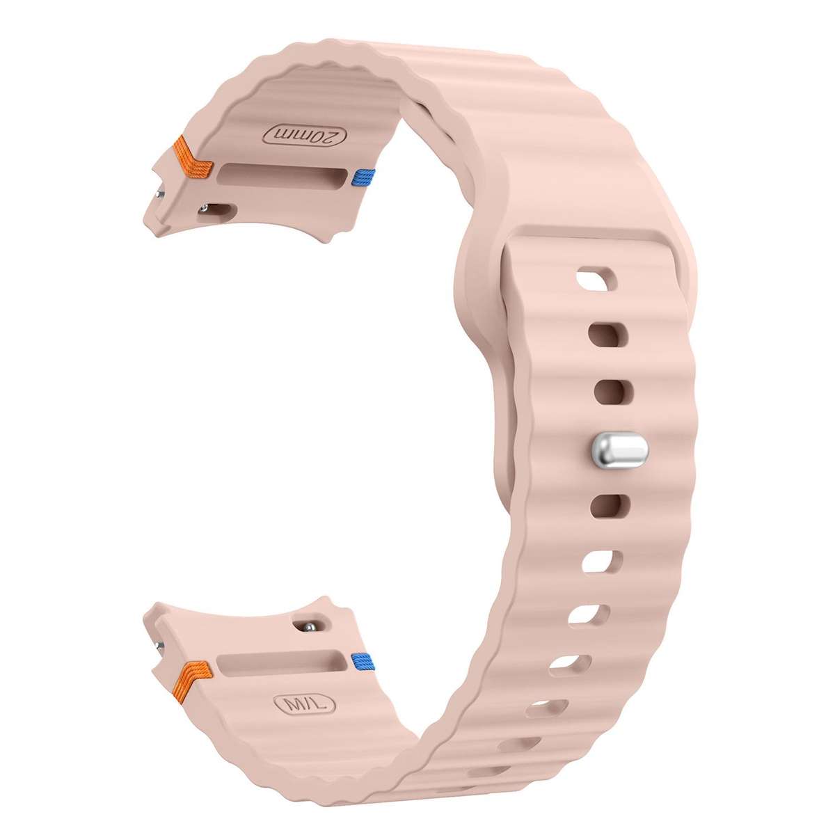 For Samsung Galaxy Watch 7 40mm / 44mm Wavy Grain Stitched Reverse Buckle 20mm Silicone ... (Pink)