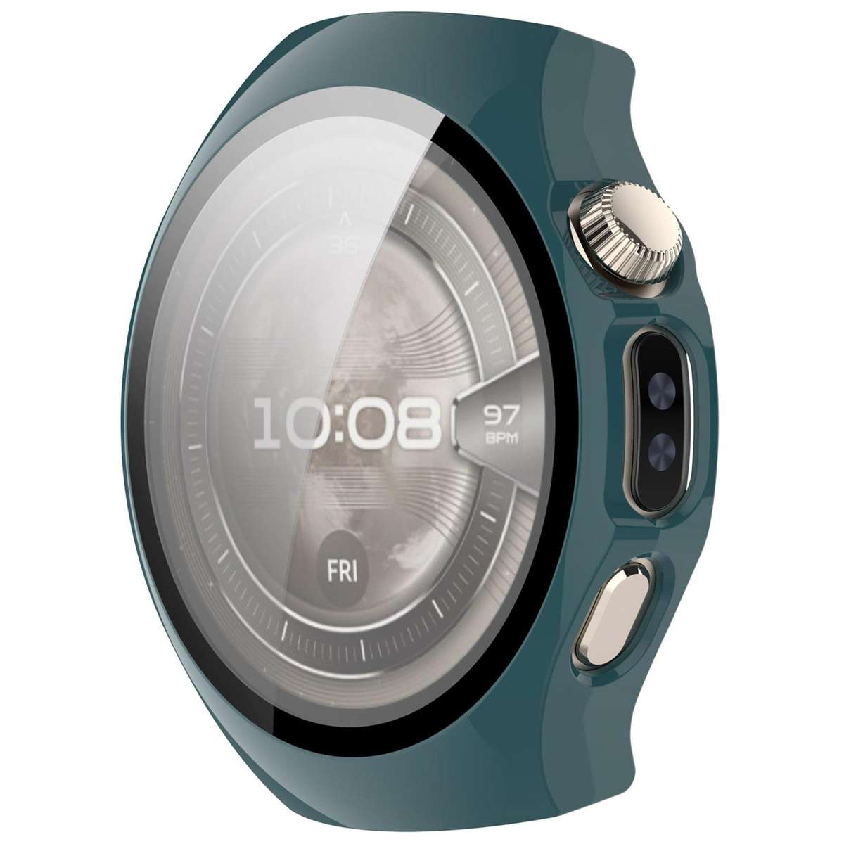 For Huawei Watch 5 42mm Tempered Film Integrated PC Watch Protective Case(Pine Green)