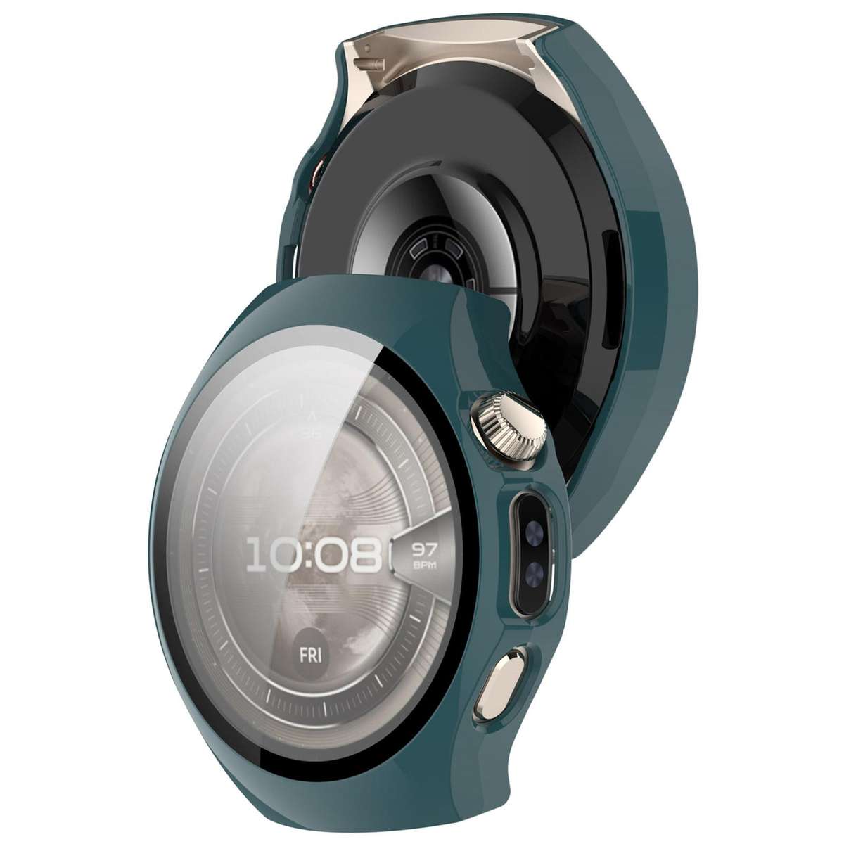 For Huawei Watch 5 42mm Tempered Film Integrated PC Watch Protective Case(Pine Green)