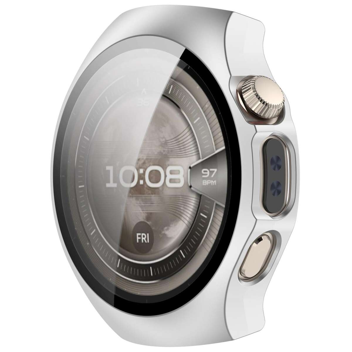 For Huawei Watch 5 42mm Tempered Film Integrated PC Watch Protective Case(Frosted Silver)