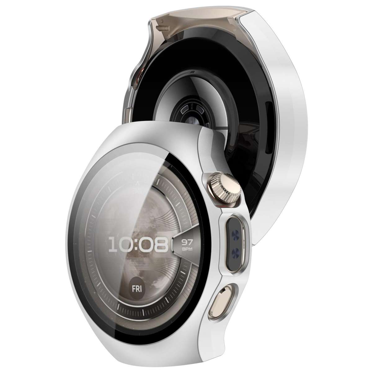 For Huawei Watch 5 42mm Tempered Film Integrated PC Watch Protective Case(Frosted Silver)