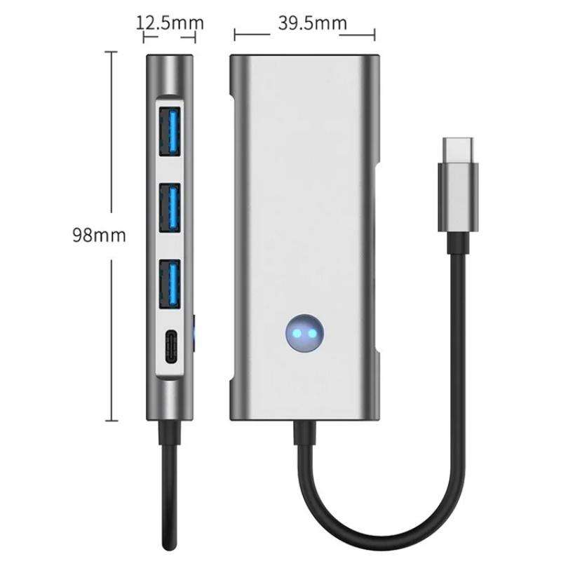 2425 7 In 1 Type-C Hub USB 3.0 PD 100W 4K HD Adapter For Laptops