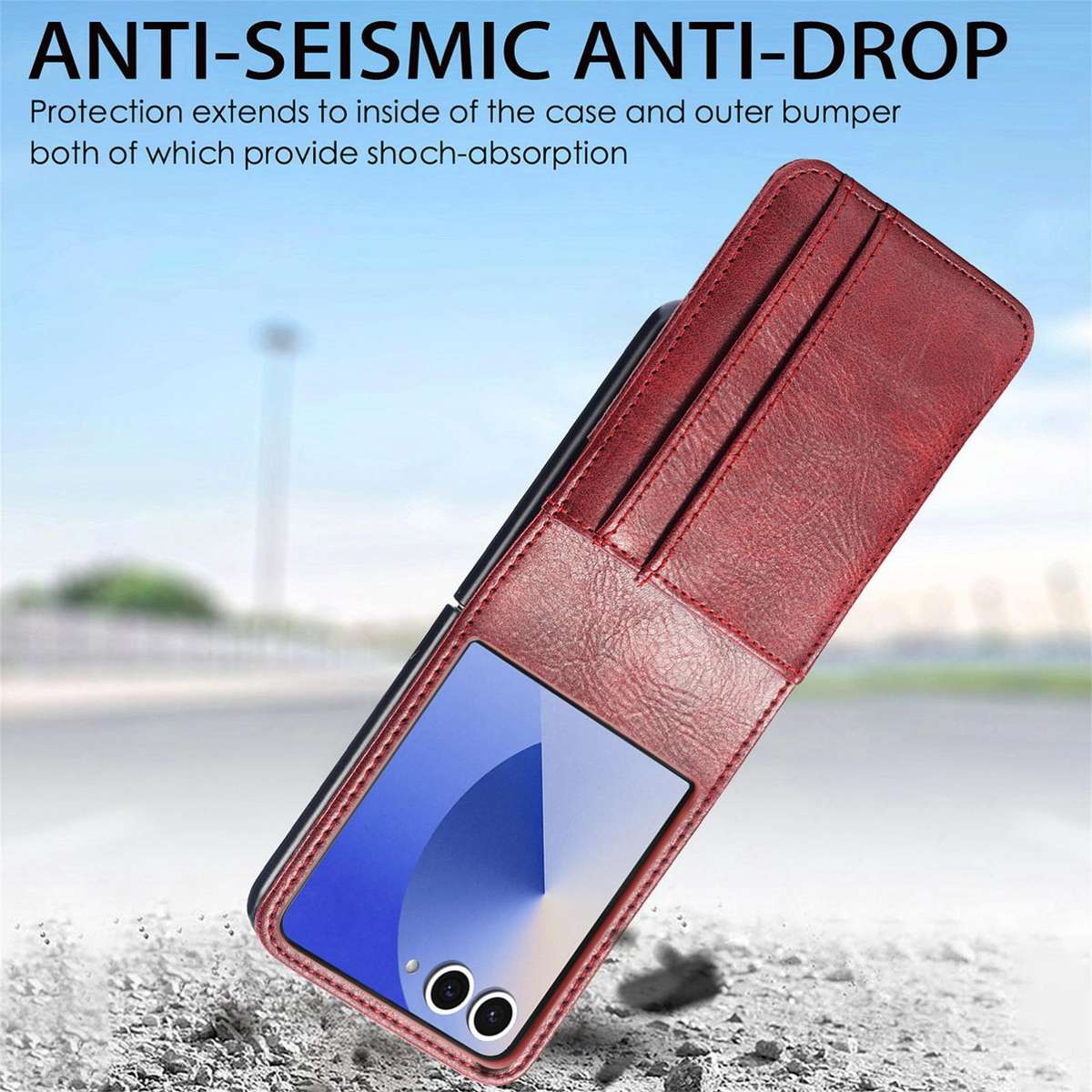 For Samsung Galaxy Z Flip7 5G Vertical Flip Card Slot Leather Phone Case(Red)