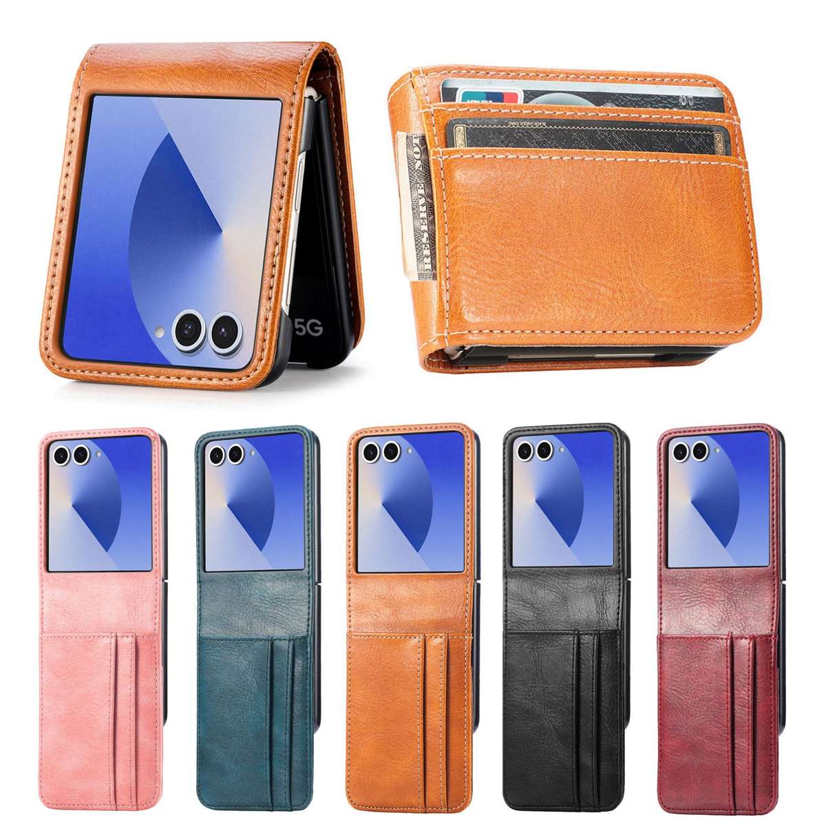 For Samsung Galaxy Z Flip7 5G Vertical Flip Card Slot Leather Phone Case(Red)