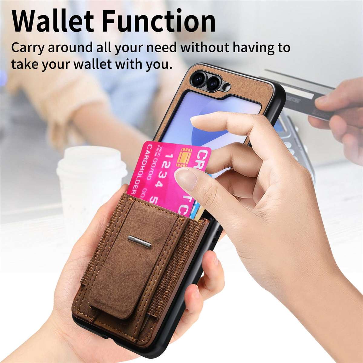 For Samsung Galaxy Z Flip6 / Flip7 FE Retro Leather Fold Stand Elastic Card Bag Phone Case(Brown)
