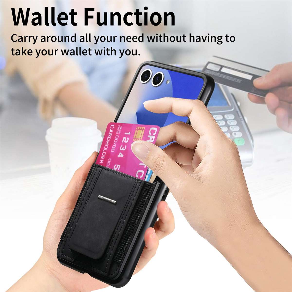 For Samsung Galaxy Z Flip7 5G Retro Leather Fold Stand Elastic Card Bag Phone Case(Black)