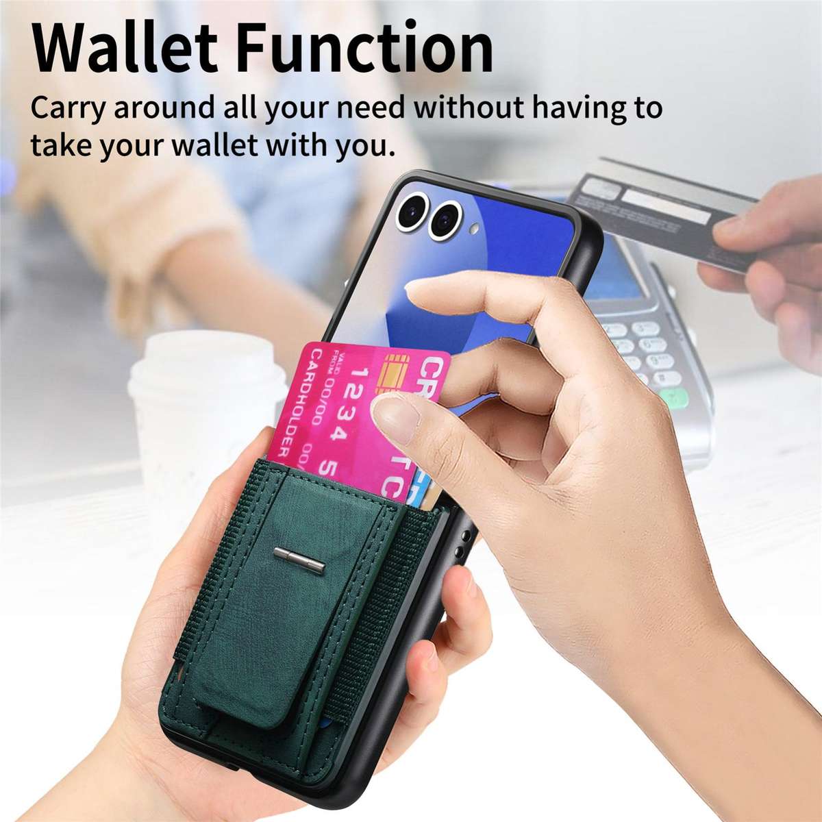 For Samsung Galaxy Z Flip7 5G Retro Leather Fold Stand Elastic Card Bag Phone Case(Green)