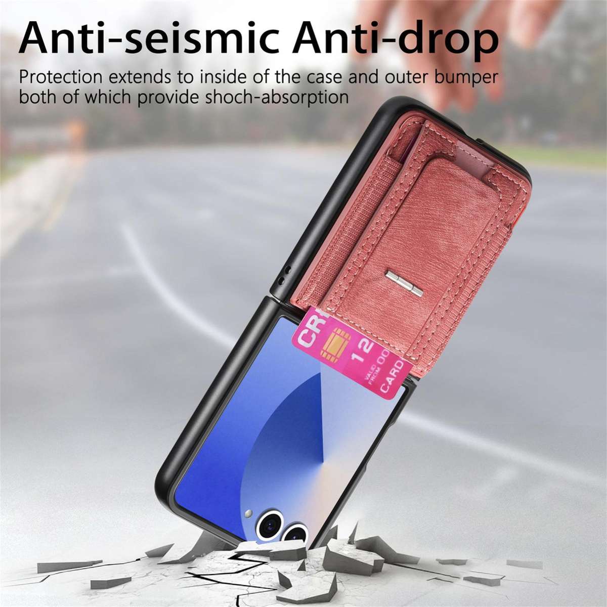 For Samsung Galaxy Z Flip7 5G Retro Leather Fold Stand Elastic Card Bag Phone Case(Pink)