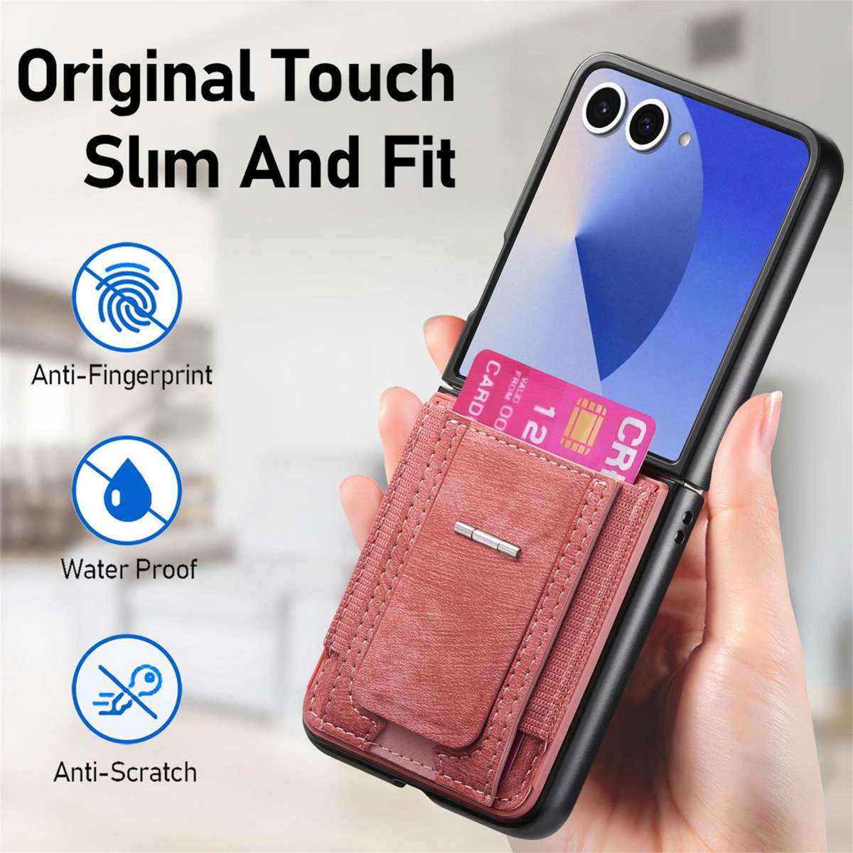 For Samsung Galaxy Z Flip7 5G Retro Leather Fold Stand Elastic Card Bag Phone Case(Pink)
