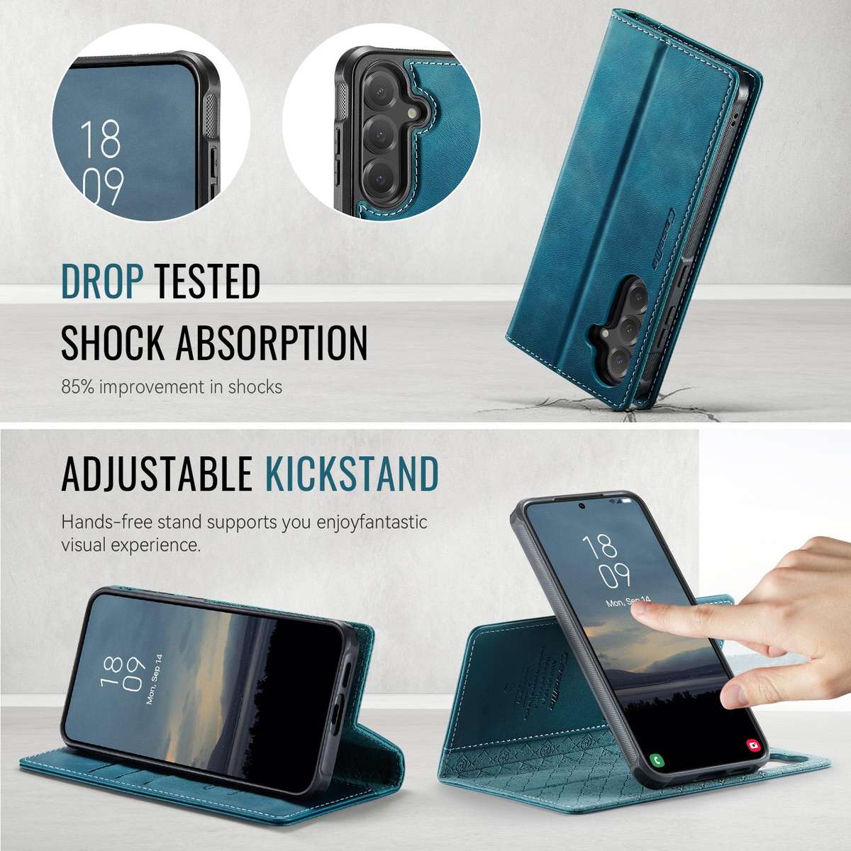 For Samsung Galaxy S23 5G CaseMe C49 Magnetic RFID Blocking Detachable Wallet Leather ... (Green)
