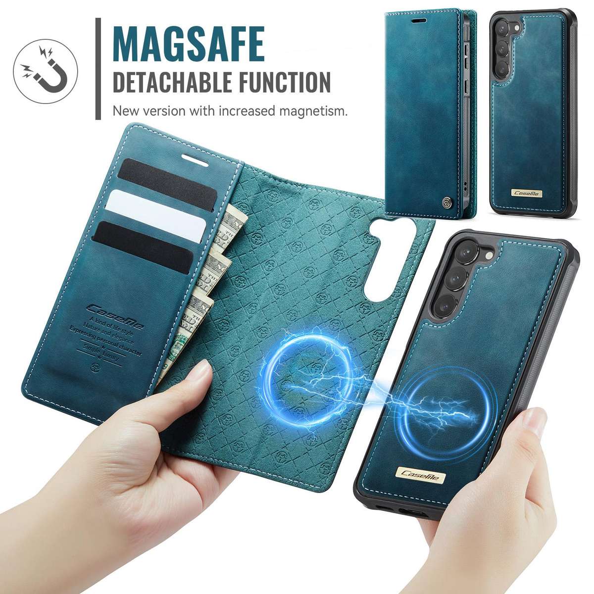 For Samsung Galaxy S23 5G CaseMe C49 Magnetic RFID Blocking Detachable Wallet Leather ... (Green)
