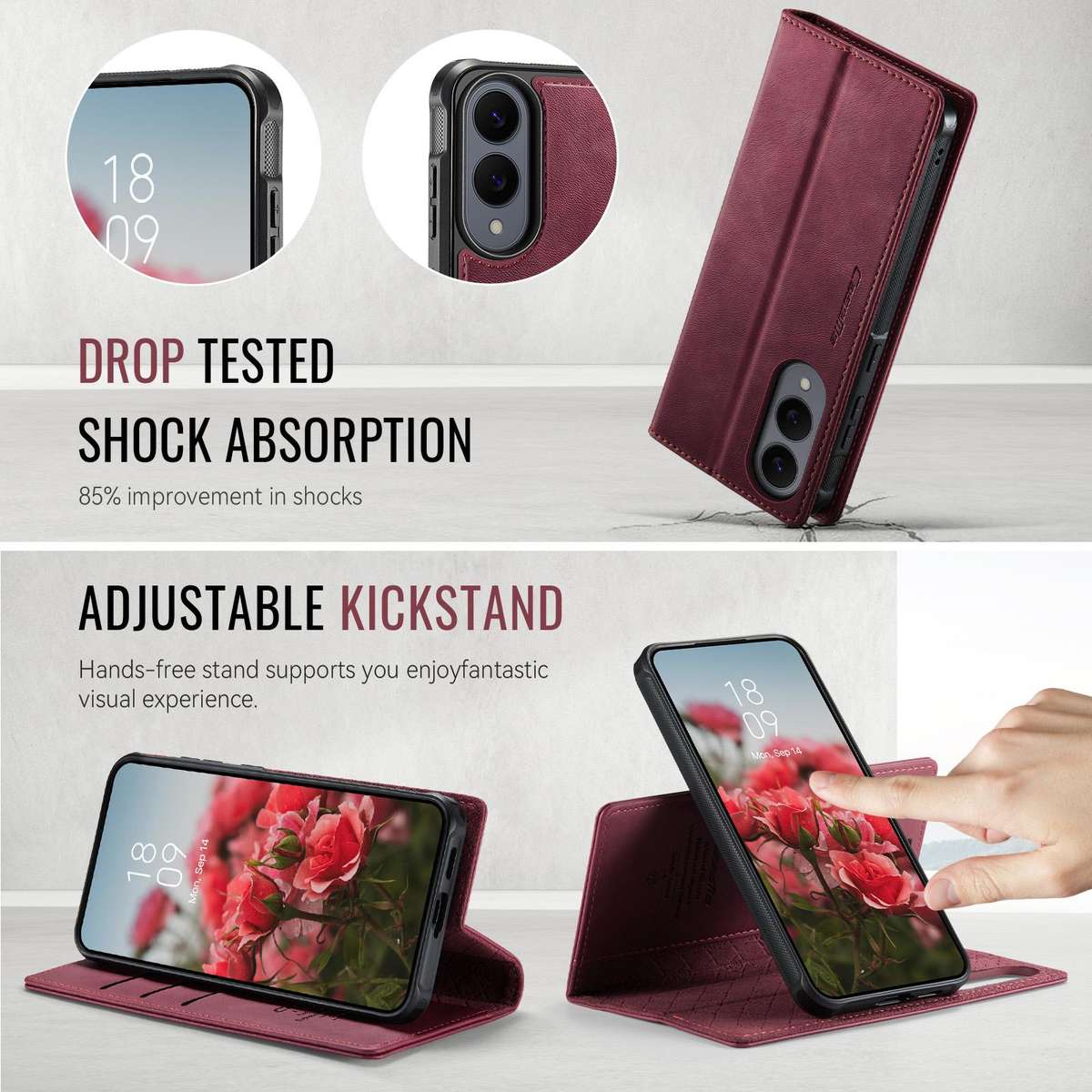 For Samsung Galaxy S25 Edge 5G CaseMe C49 Magnetic RFID Blocking Detachable Wallet Leath ... (Red)