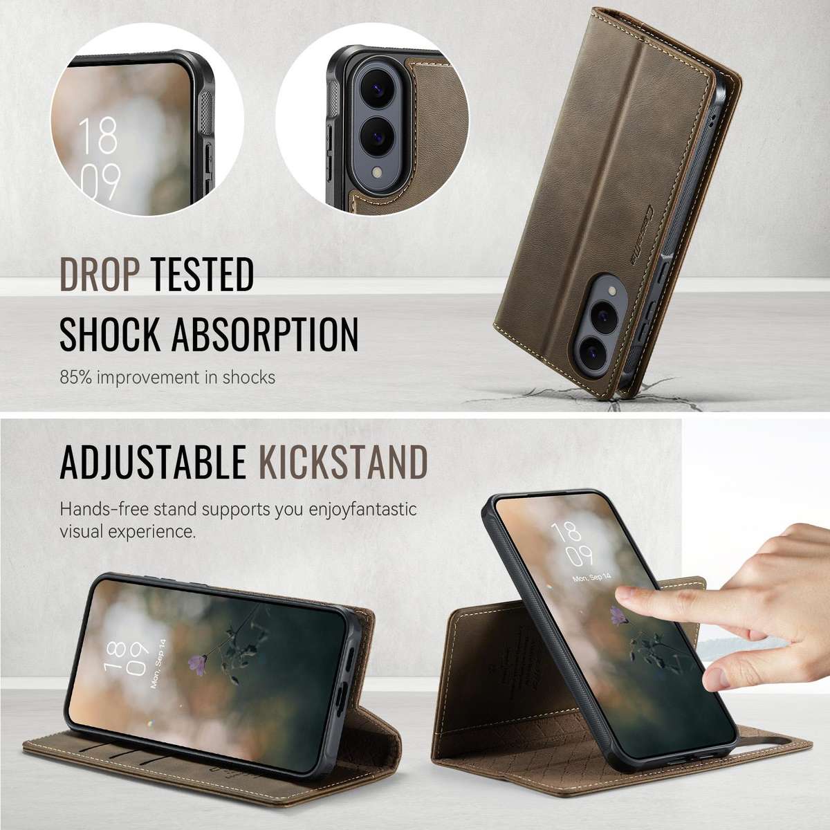 For Samsung Galaxy S25 Edge 5G CaseMe C49 Magnetic RFID Blocking Detachable Wallet Le ... (Coffee)