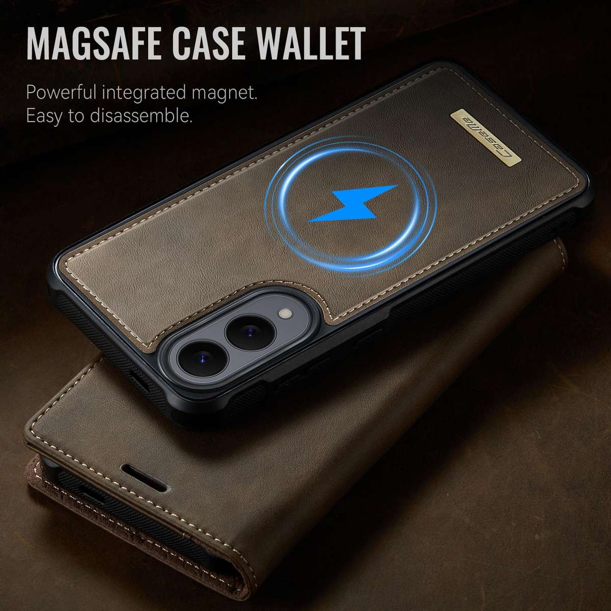 For Samsung Galaxy S25 Edge 5G CaseMe C49 Magnetic RFID Blocking Detachable Wallet Le ... (Coffee)