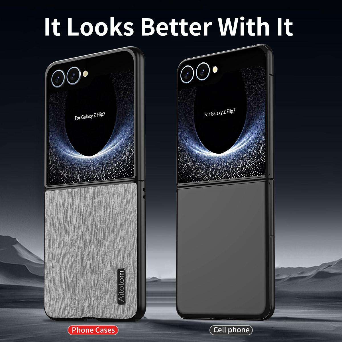 For Samsung Galaxy Z Flip7 5G Tree Bark Leather Shockproof Phone Case()