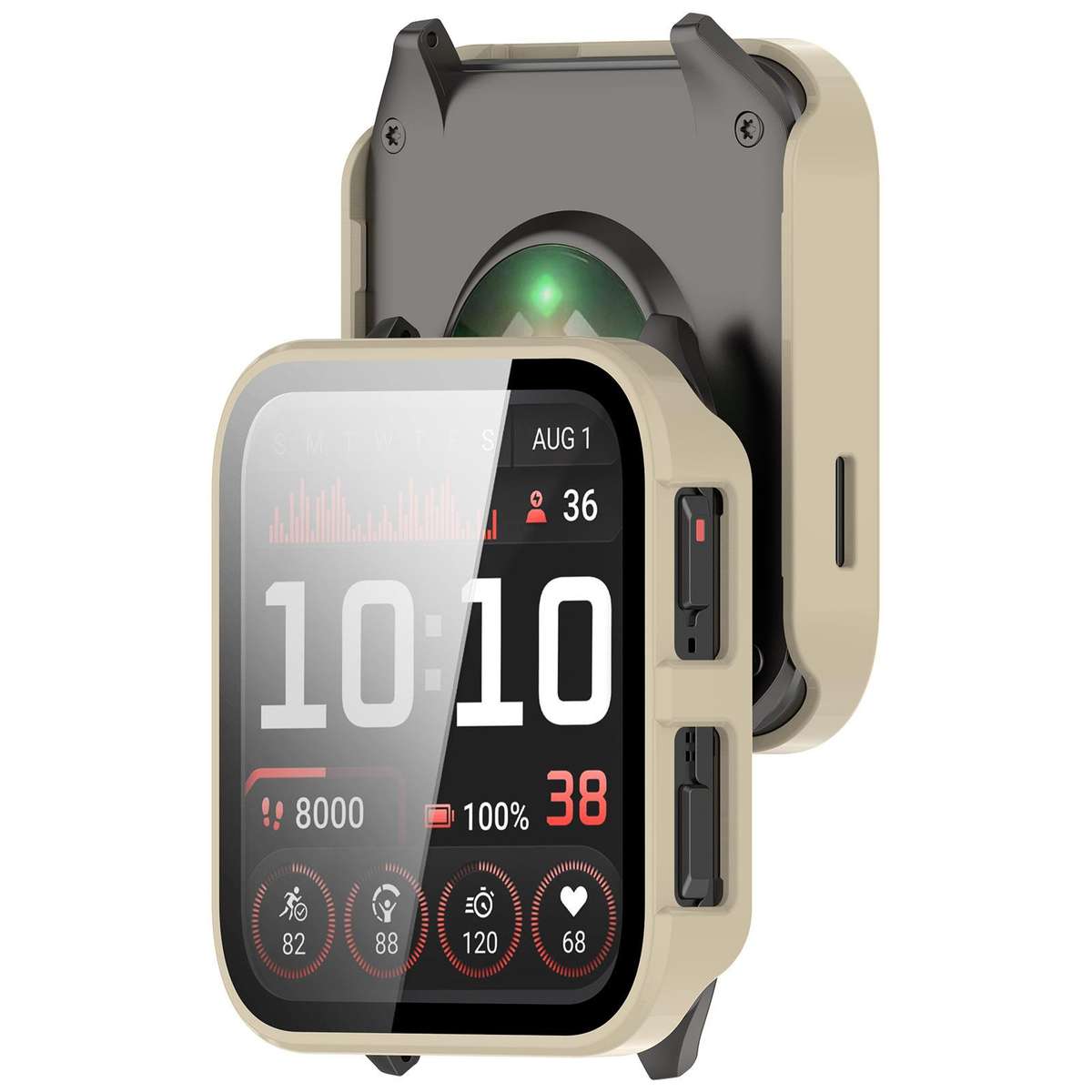 For Garmin Venu X1 Tempered Film Integrated PC Watch Protective Cover(Ivory White)