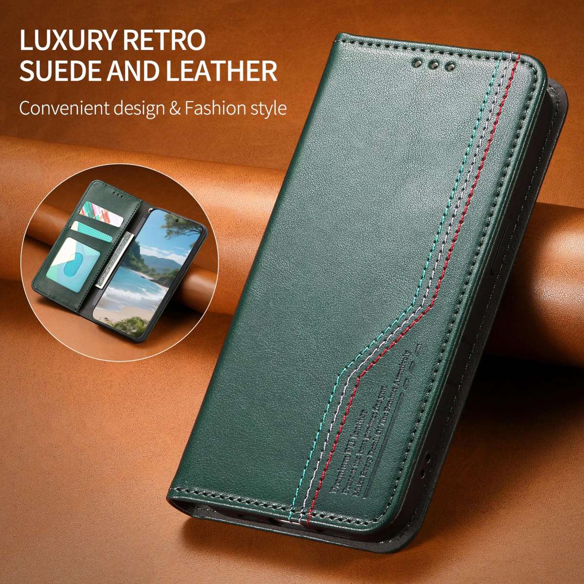 For Redmi 14C 4G / 5G Elastic Wristband Magnetic Suction Leather Phone Case(Green)