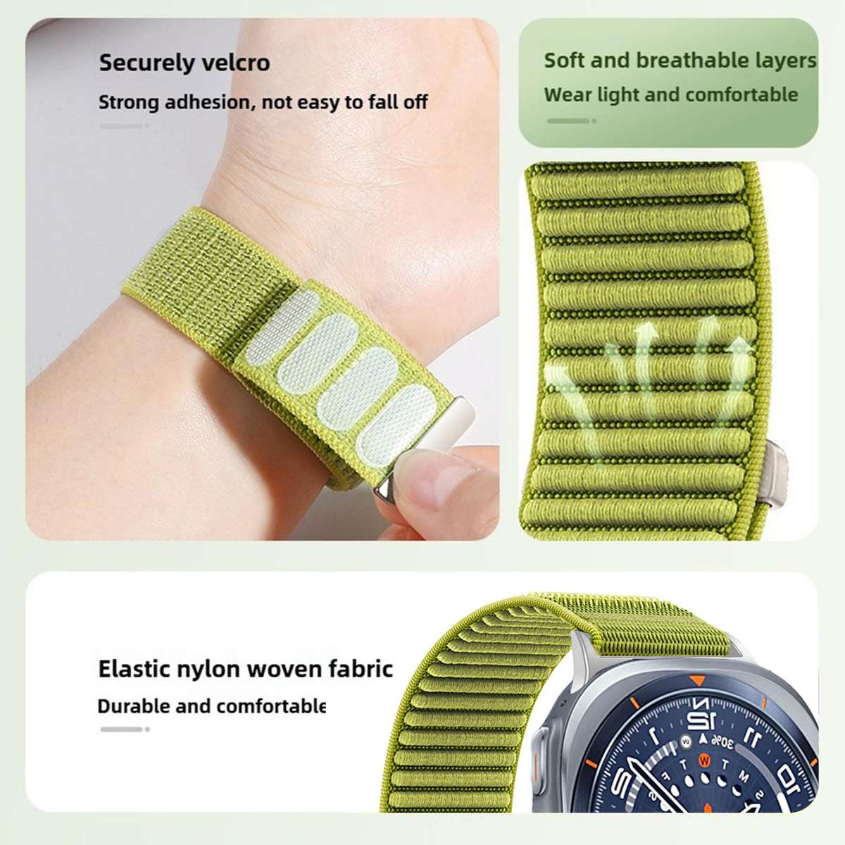 For Samsung Galaxy Watch Ultra 47mm / Ultra 2025 Woven Nylon Hook And Loop Fastene ... (Dark Grey)