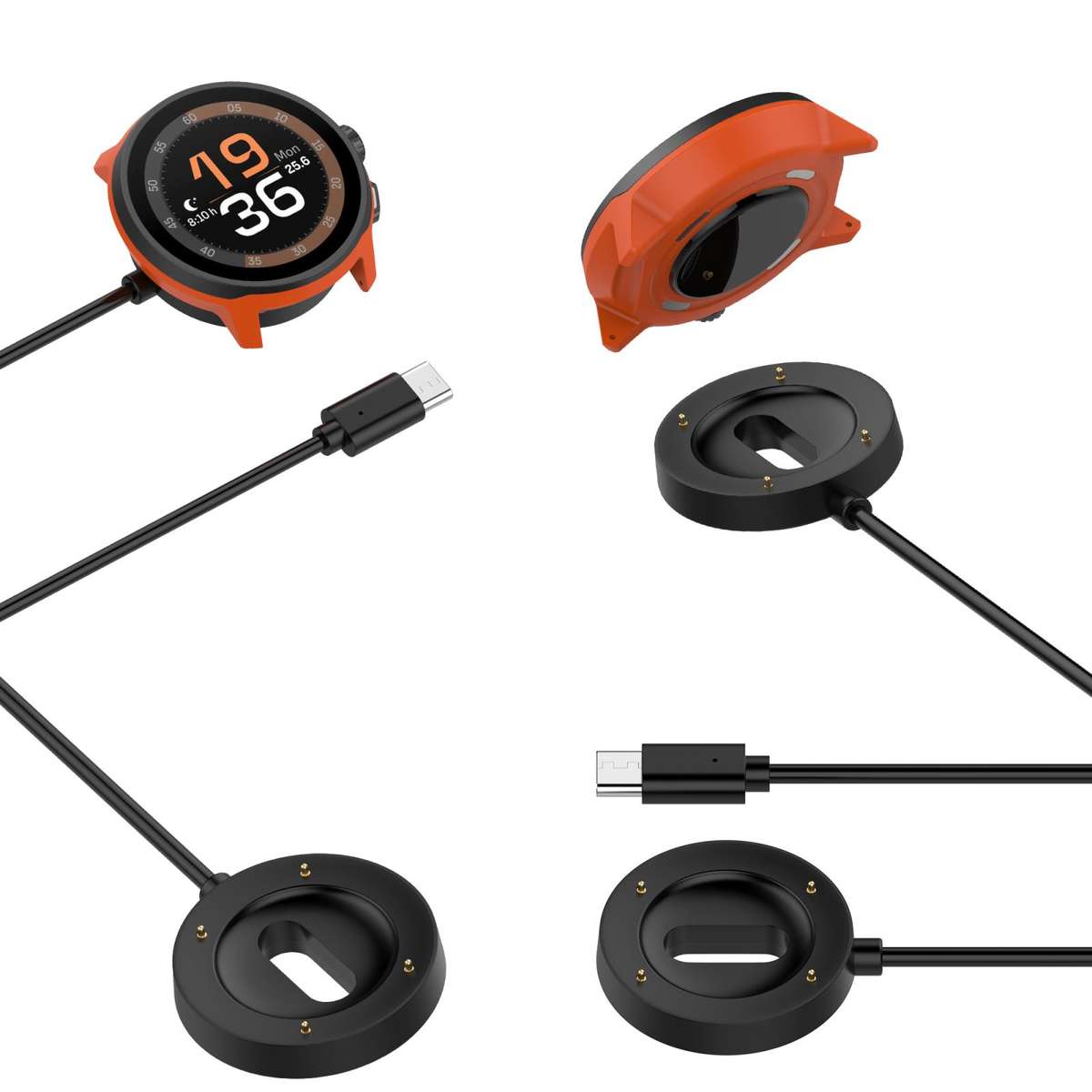 For Suunto Run USB-C / Type-C Interface Magnetic Watch Charging Cable Charging Dock(Black)