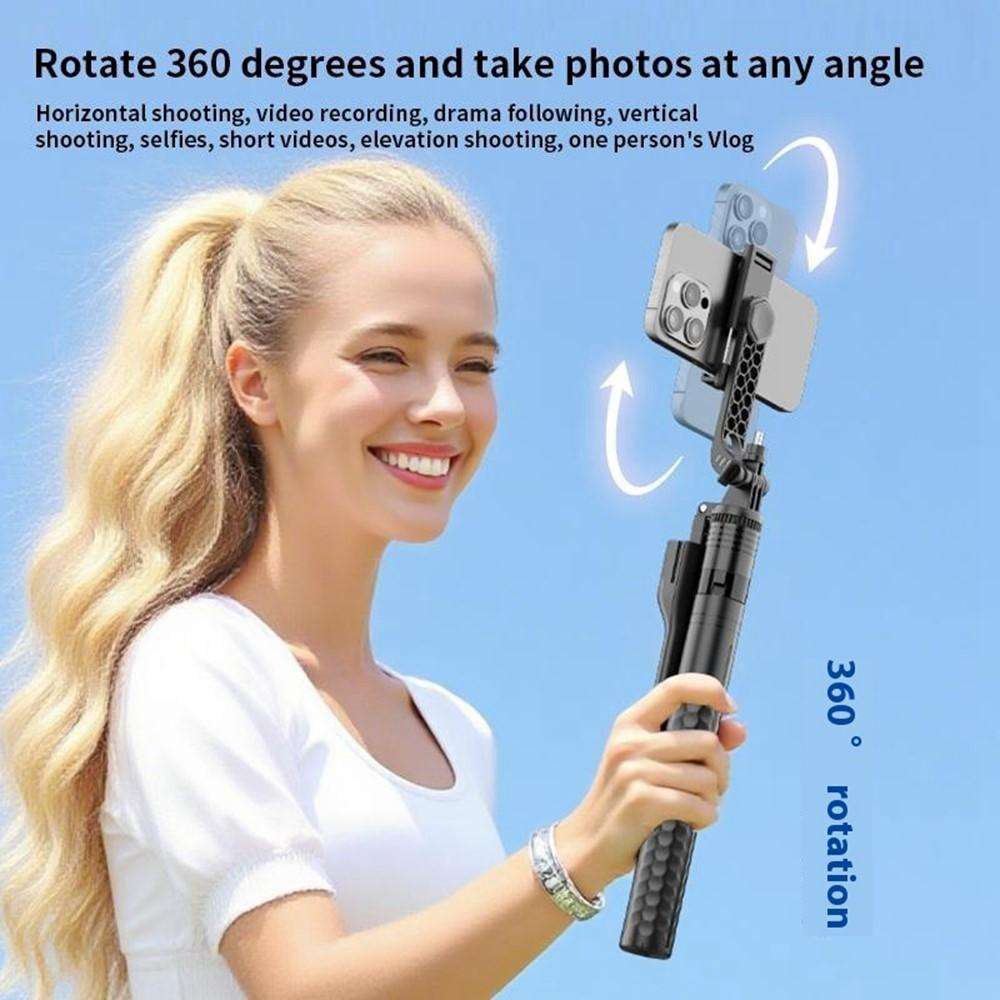 K50 1.9m Extendable Live Streaming Floor Stand Single Phone Clip Bluetooth Selfie Stick Tripod(Bl...