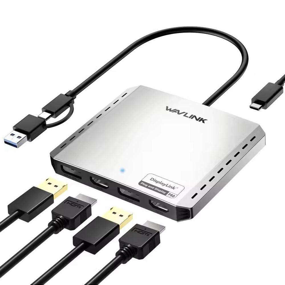 WAVLINK UG7501DH 85W Upstream Charging 2DP + 2HD Converter 4K / 8K Display Adapter