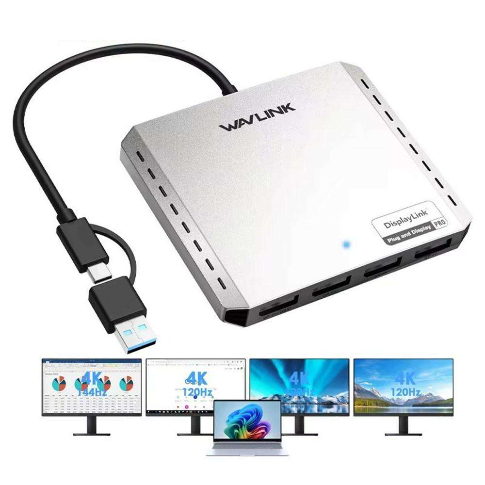 WAVLINK UG7501D 85W Upstream Charging 4 DP Converter 4K / 8K Display Adapter