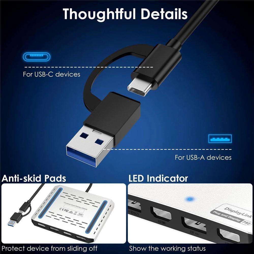 WAVLINK UG7501D 85W Upstream Charging 4 DP Converter 4K / 8K Display Adapter