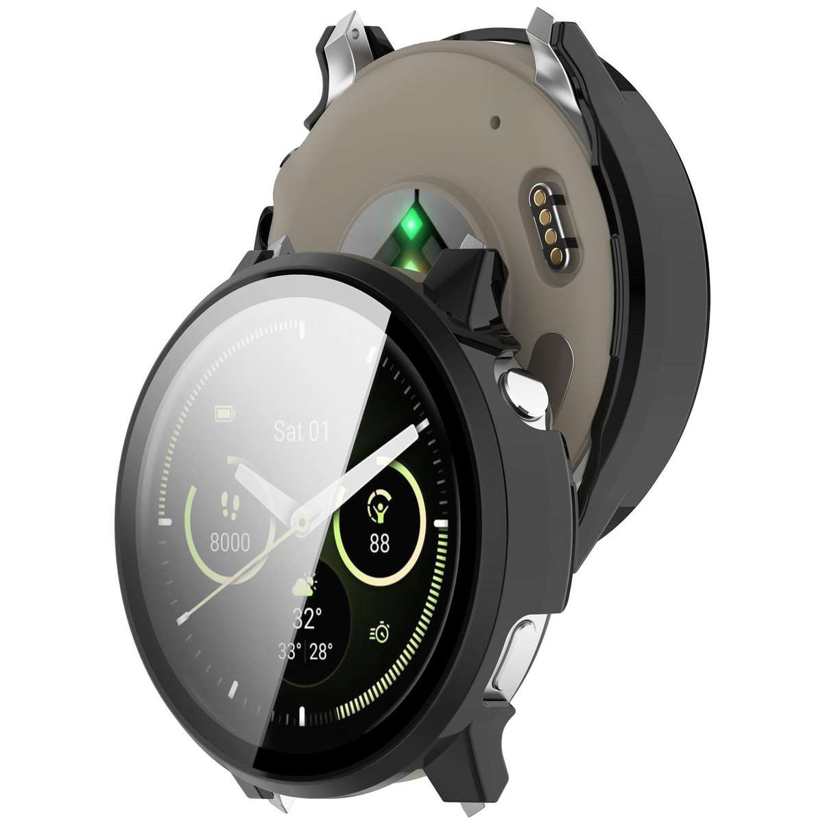 For Garmin Venu 4 45mm Tempered Film Integrated PC Watch Protective Cover(Black)