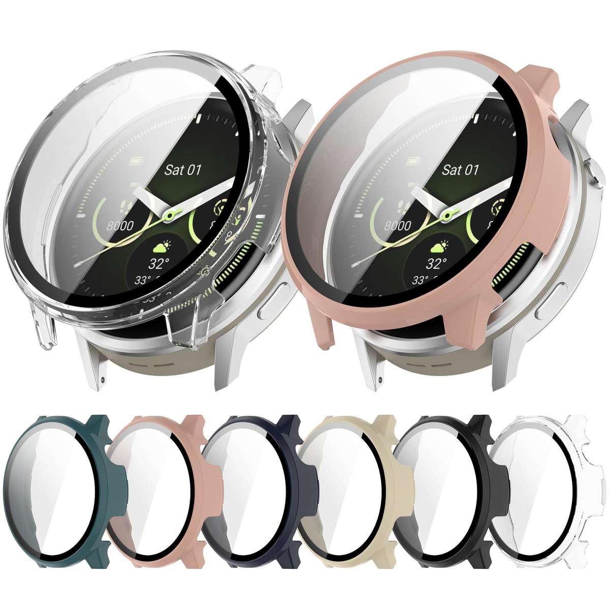 For Garmin Venu 4 45mm Tempered Film Integrated PC Watch Protective Cover(Black)