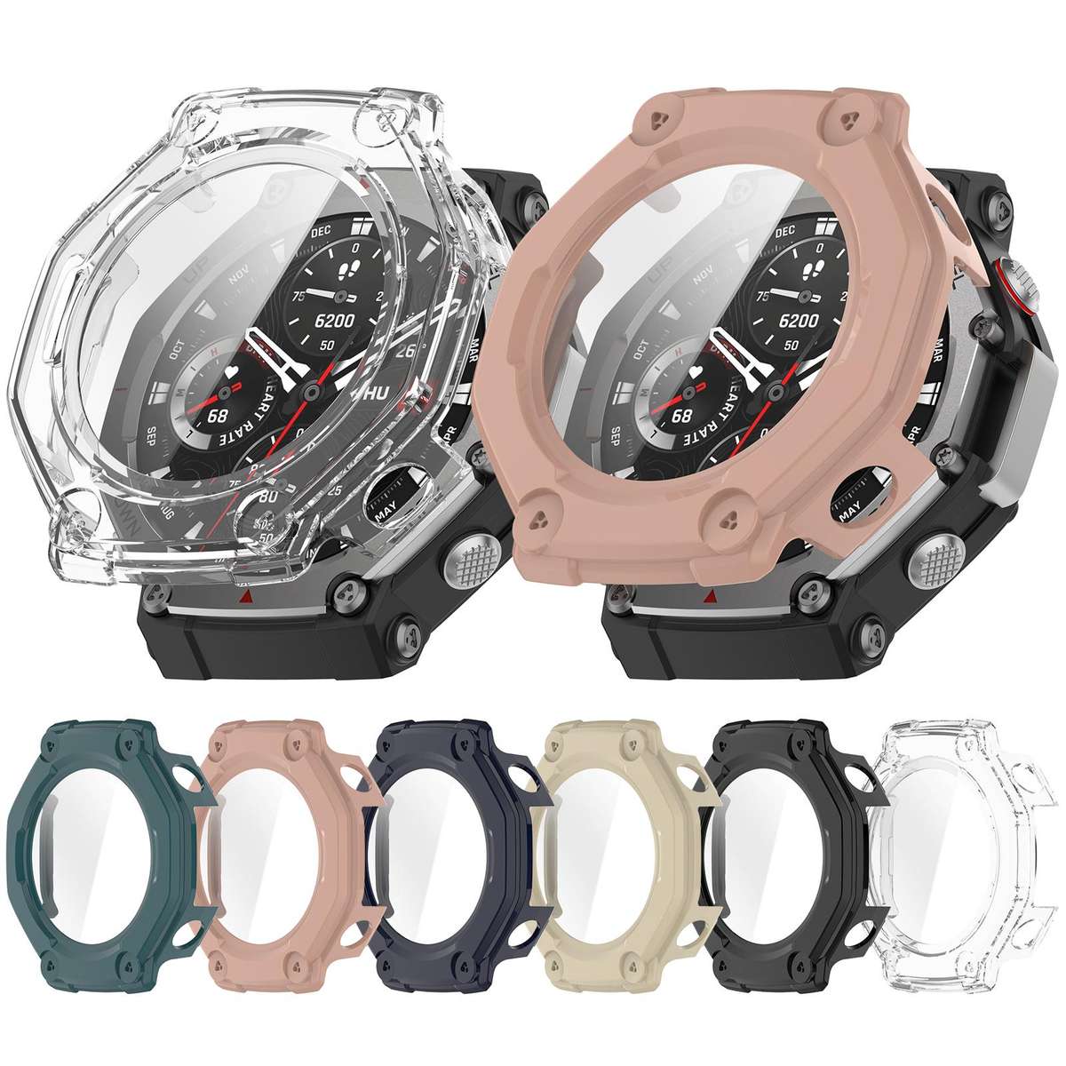 For Amazfit T-Rex 3 Tempered Film Integrated PC Watch Protective Cover(Green)