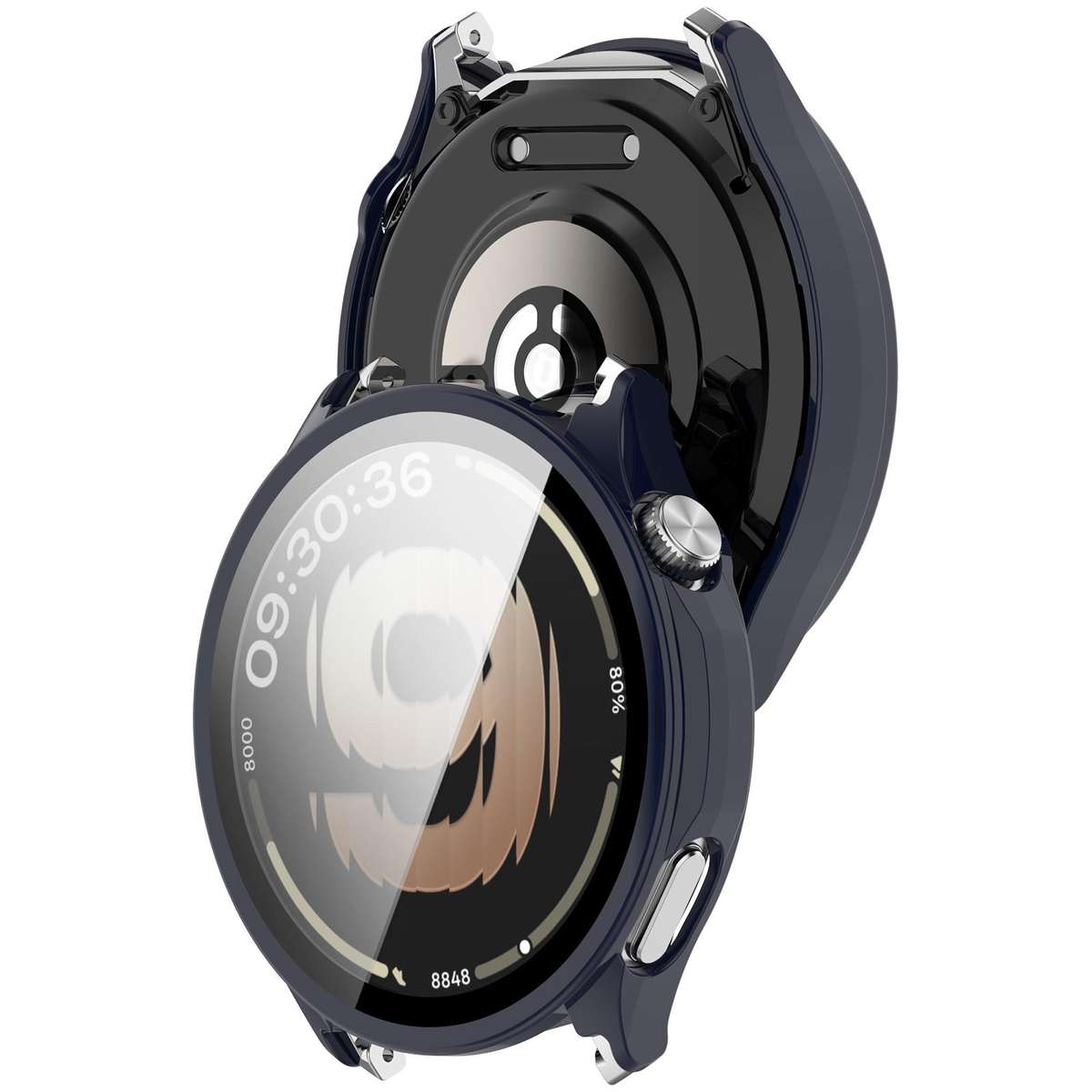 For OPPO Watch S Tempered Film Integrated PC Watch Protective Cover(Black)