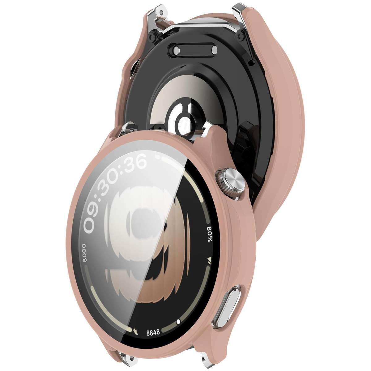 For OPPO Watch S Tempered Film Integrated PC Watch Protective Cover(Black)