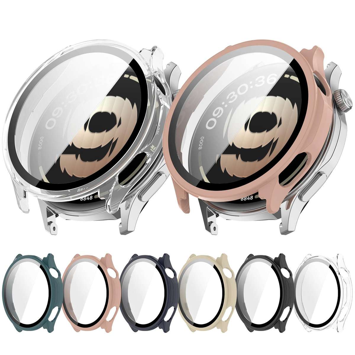 For OPPO Watch S Tempered Film Integrated PC Watch Protective Cover(Ivory White)