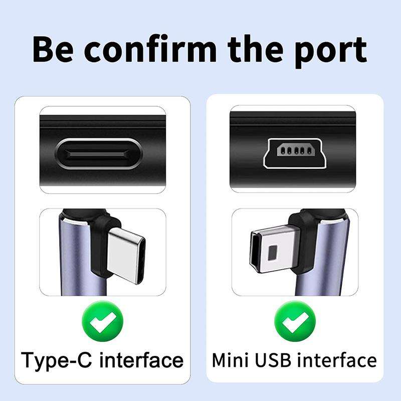 ENKAY 90 Degree USB C / Type-C to Mini USB 2.0 Charging Cord Data Cable For Digital Cameras / MP3 Pl