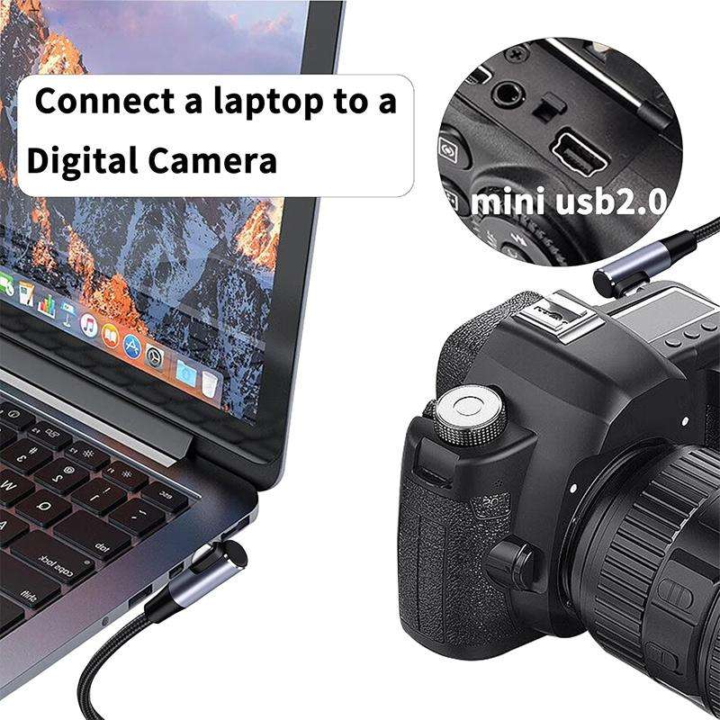 ENKAY 90 Degree USB C / Type-C to Mini USB 2.0 Charging Cord Data Cable For Digital Cameras / MP3 Pl
