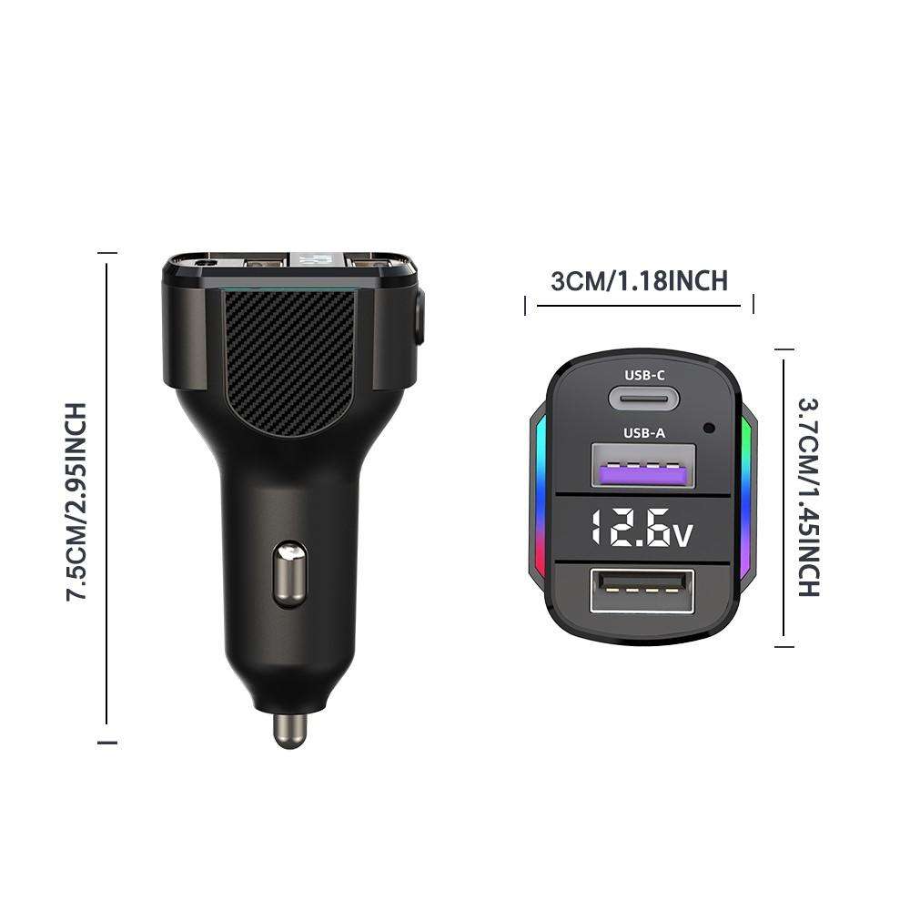 K56 Car PD30W Fast Charger Cigarette Lighter Adapter with Type-C Spring Cable