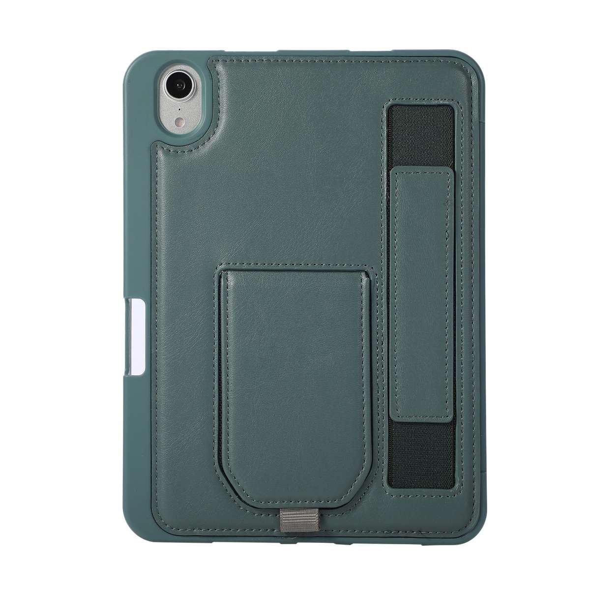 For iPad mini 2024 / mini 6 Hand Grip Holder Tablet Case with Pen Slot(Dark Night Green)