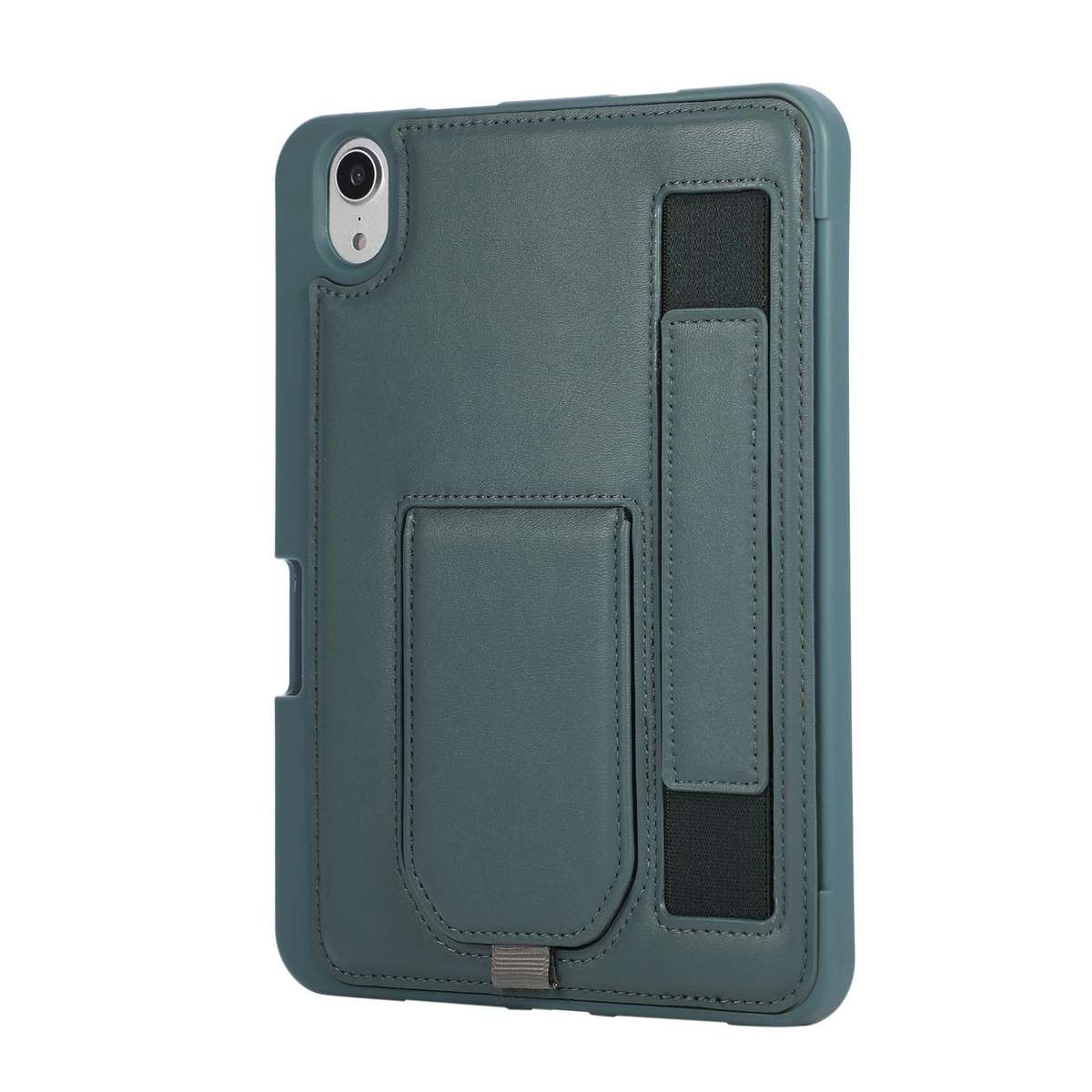 For iPad mini 2024 / mini 6 Hand Grip Holder Tablet Case with Pen Slot(Dark Night Green)