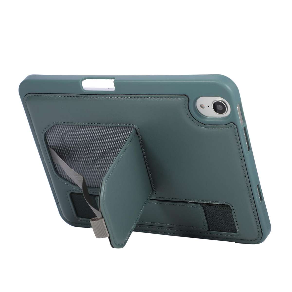 For iPad mini 2024 / mini 6 Hand Grip Holder Tablet Case with Pen Slot(Dark Night Green)