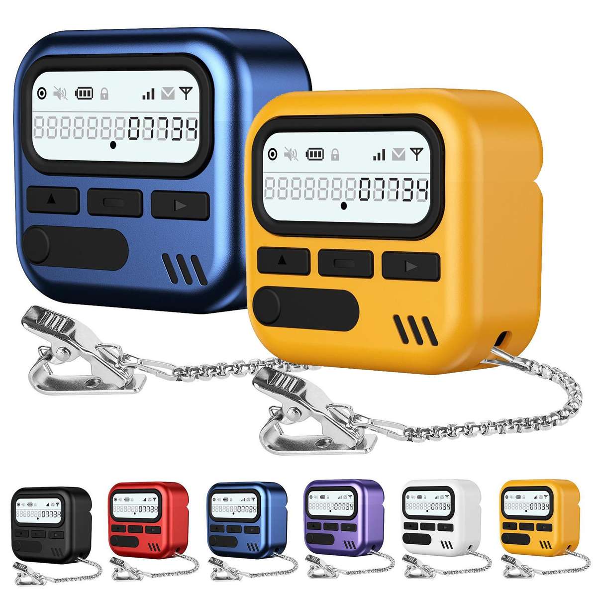 For AirPods 4 Retro Pager Style Earphone Protective Cover with Metal Chain(White)