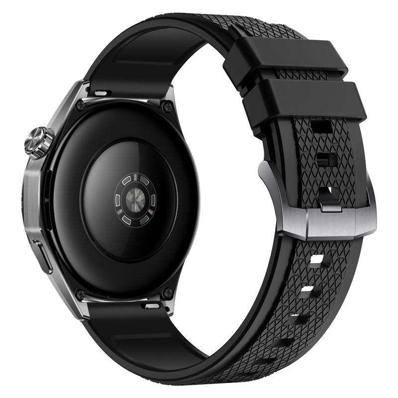 22mm Longines Texture Fluororubber Watch Band(Black)