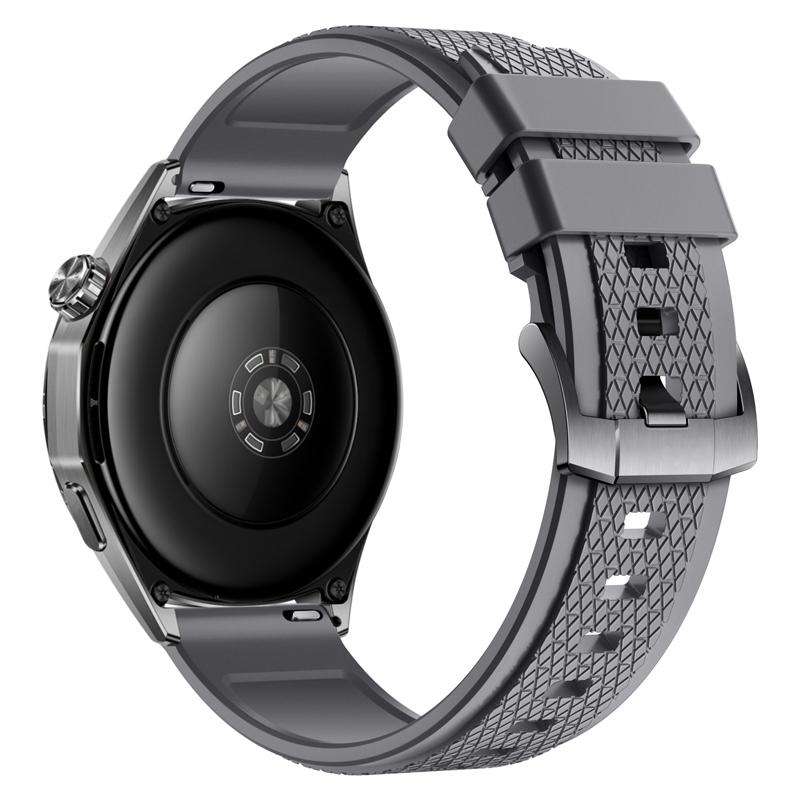 22mm Longines Texture Fluororubber Watch Band(Black)