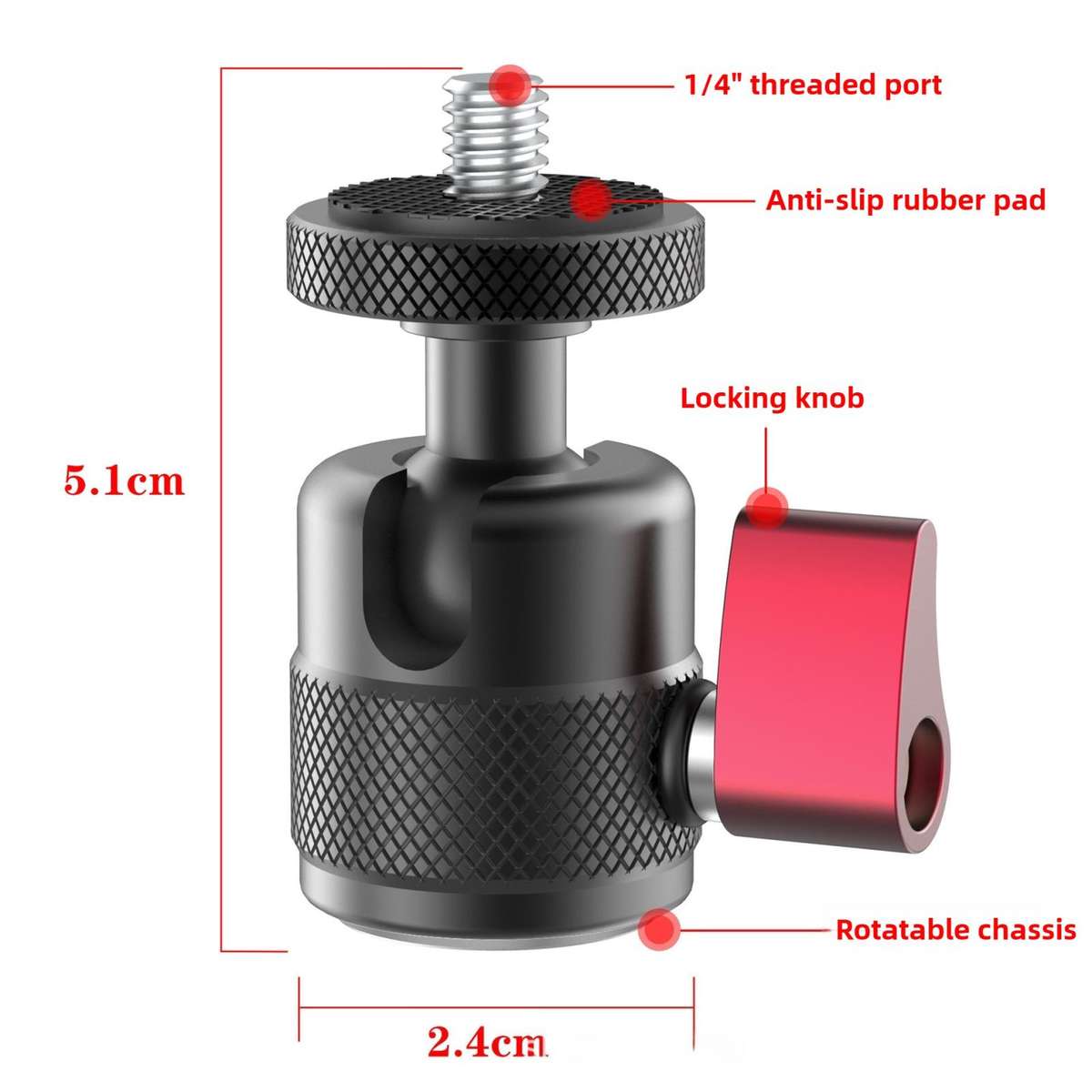 Mini 360 Degree Rotation Panoramic Metal Ball Head Mount Base(Black)