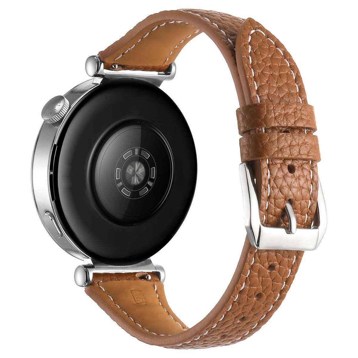 18mm Lychee Texture Pin Buckle Leather Watch Band(Brown)
