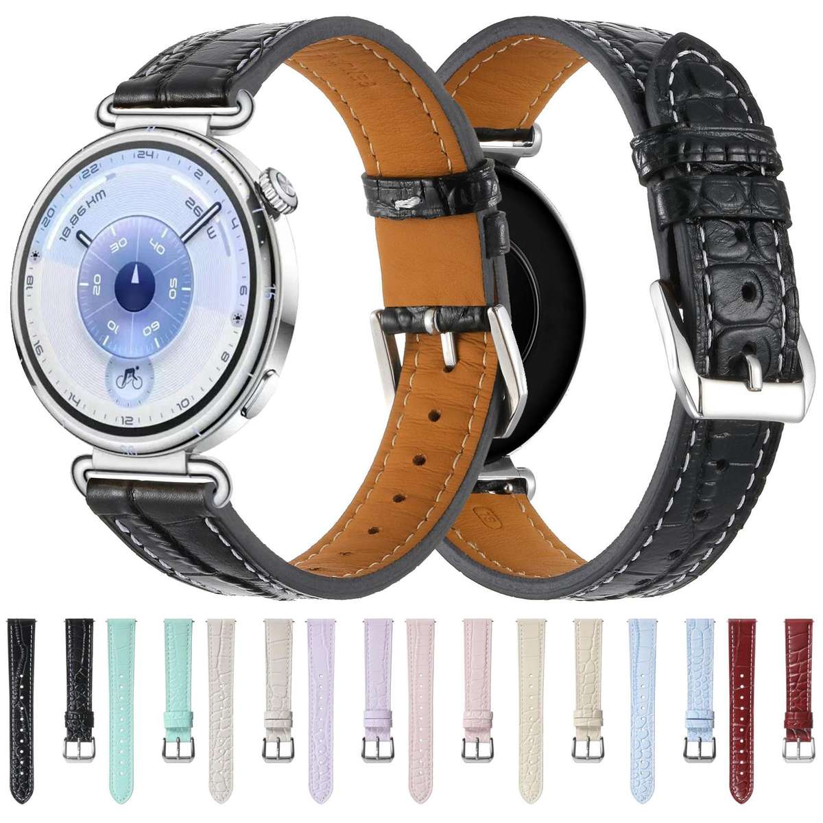 18mm Crocodile Texture Pin Buckle Leather Watch Band(Moonlight Purple)