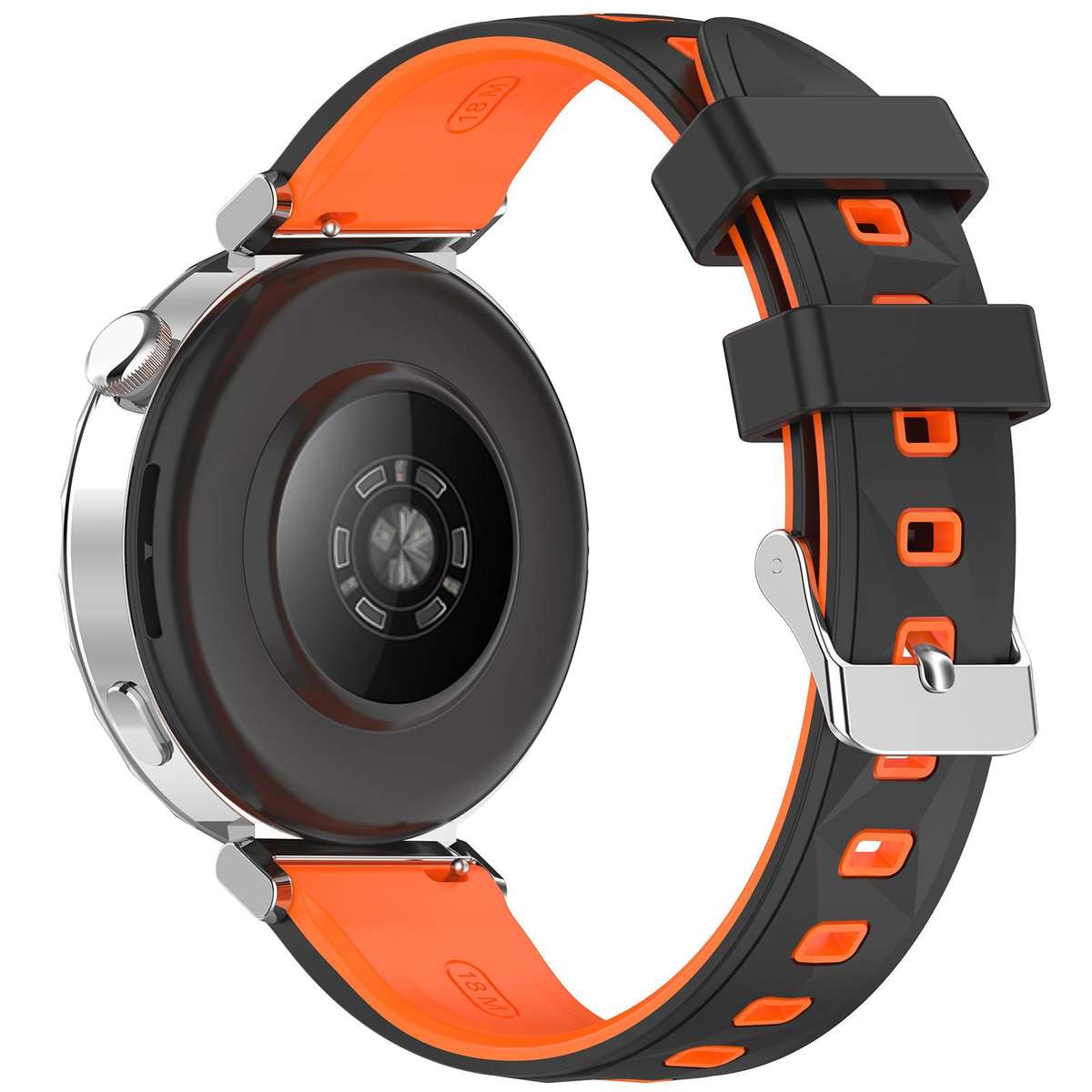 18mm Ice Crystal Texture Two Color Silicone Watch Band(Black Orange)