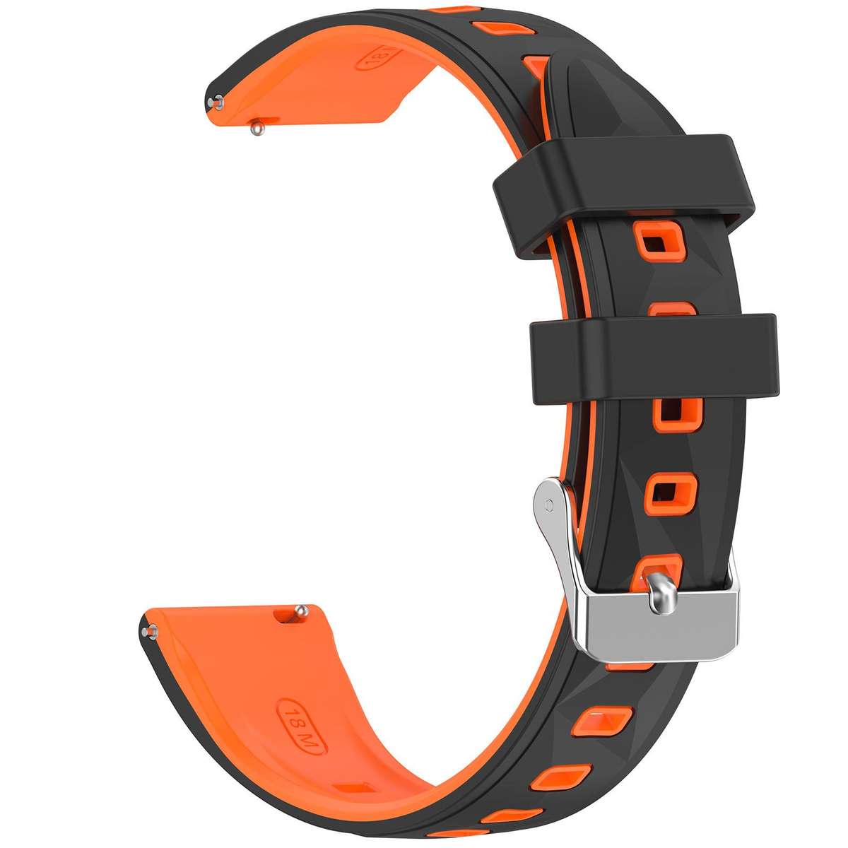 18mm Ice Crystal Texture Two Color Silicone Watch Band(Black Orange)